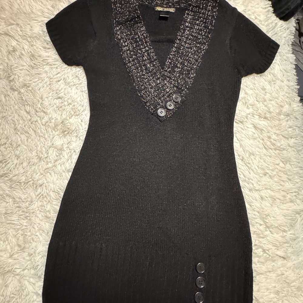 Black Embellished V-Neck Sweater